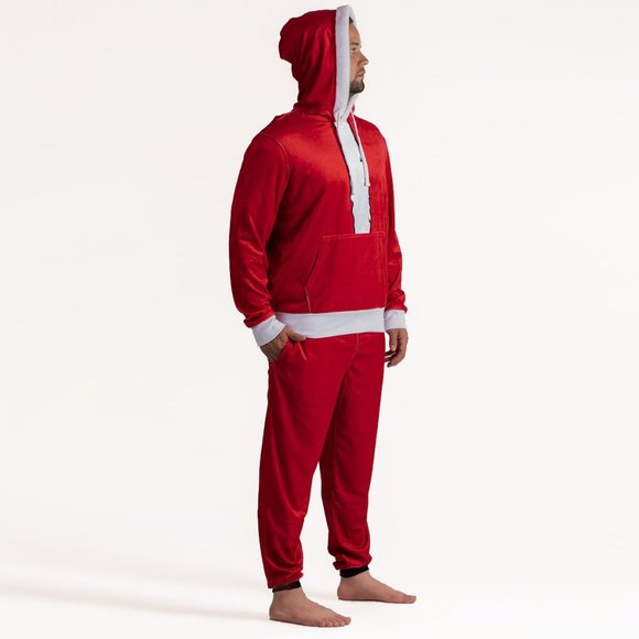 Velour Elastic Waist Pants Hooded Shirt 